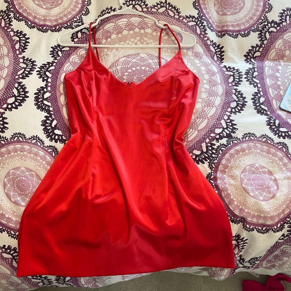 Tobi red satin dress